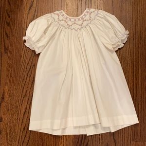 White smocked dress w roses Neumann Marcus. Sz 18m